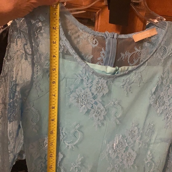 Baby Blue Asymmetrical Lace Overlay Size Medium Dress - Picture 10 of 13